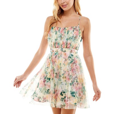 Женское мини-платье-клеш с цветочным рисунком Emma City Studios для юниорок BHFO 4157