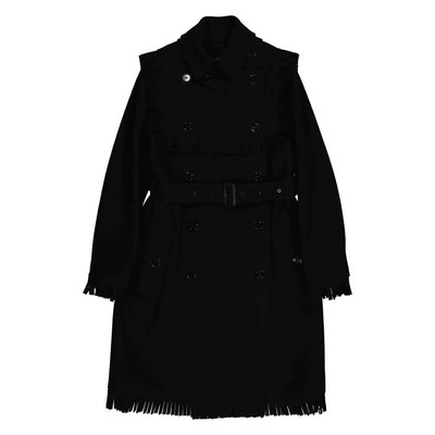 Pre-owned Burberry Black Fringed Cashmere-blend Trench Coat