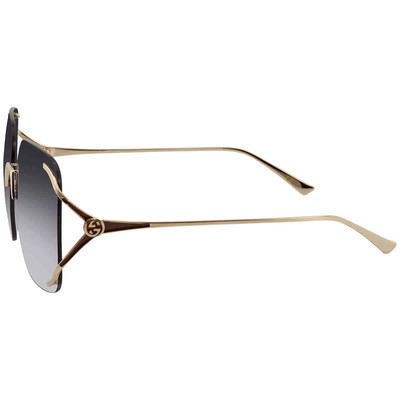 Pre-owned Gucci Gg0646 60-17 135mm Sunglasses Square Gold With Gradient Lense In Gray