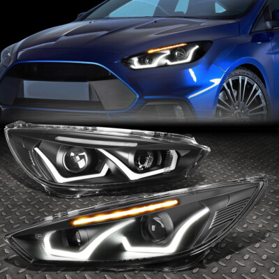 [LED DRL] ДЛЯ 15-18 FORD FOCUS ЧЕРНЫЙ/ЧИСТЫЙ СИГНАЛ ПРОЕКТОР ФАР ФАРЫ