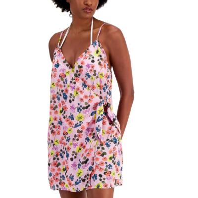 

Miken Womens Faux Wrap Tie Front Adjustable Strap Cover-Up BHFO 0480, Orchid/tea rose