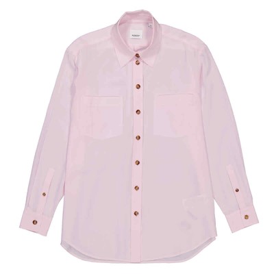 Pre-owned Burberry Pale Candy Pink Ivanna Silk Crepe De Chine Oversized Shirt, Brand Size
