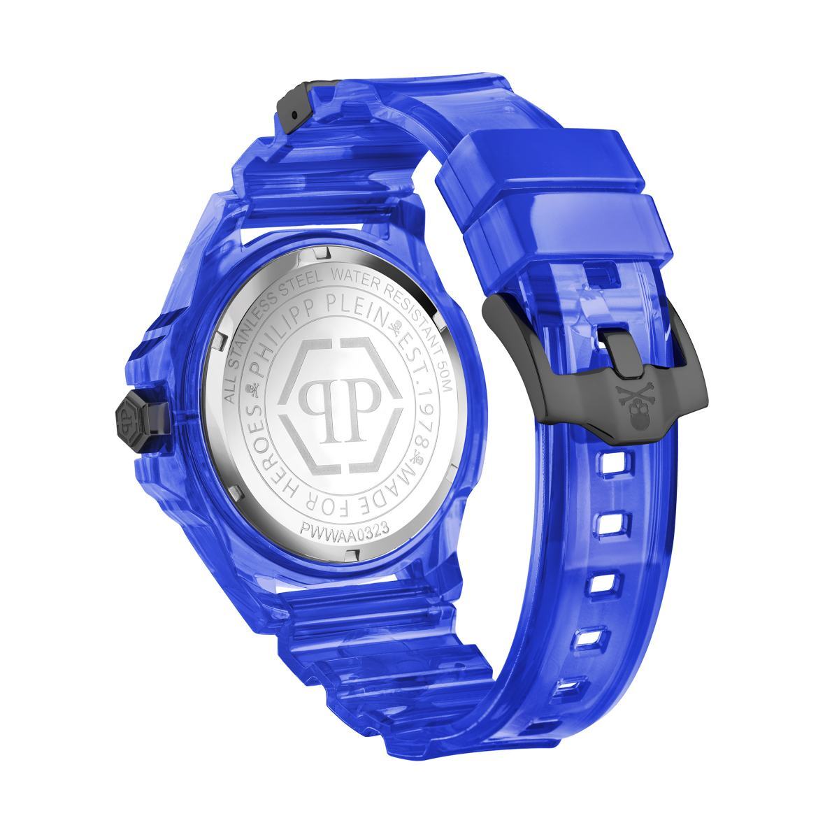 Pre-owned Philipp Plein Men's Watch Analog Quartz The $ Kull Synthetic Blue Pwwaa0323