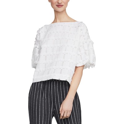 BCBGMAXAZRIA Женский белый пуловер с пышными рукавами и бахромой, верхняя блузка S BHFO 4287