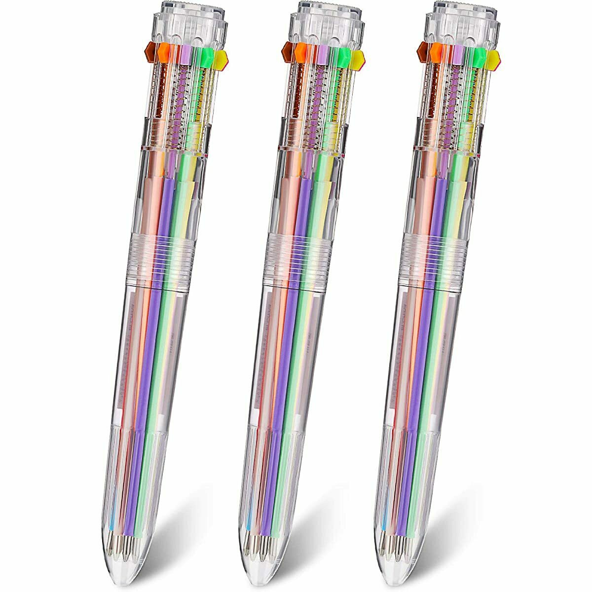 Multi-color Shuttle Pens 10-In-1 Retractable Ballpoint Pen Transparent Barrel