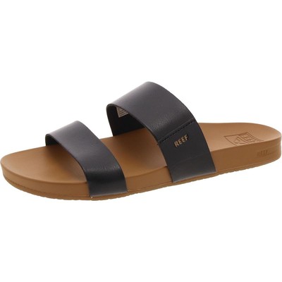 Reef Womens Black Faux Leather Slide Sandals Shoes 9 Medium (B,M) BHFO 3495