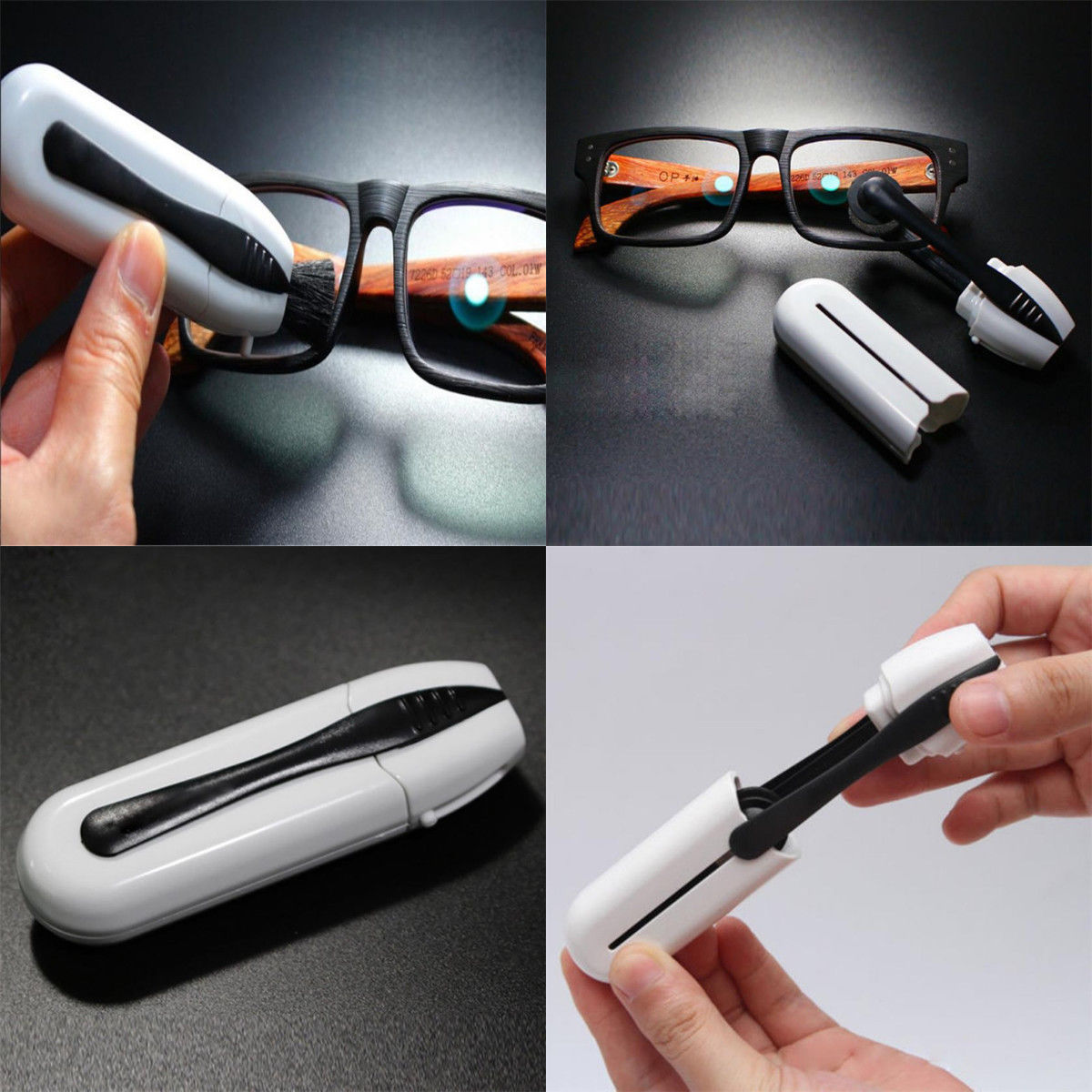 Portable Eyeglass Cleaner Brush Sunglass All In One Glasses Lens