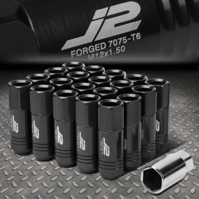 J2 ENGINEERING 7075 АЛЮМИНИЙ M12X1.5 20ШТ 60 ММ ГАЙКИ С ОТКРЫТЫМИ НАКОНЕЧНИКАМИ + АДАПТЕР ЧЕРНЫЙ