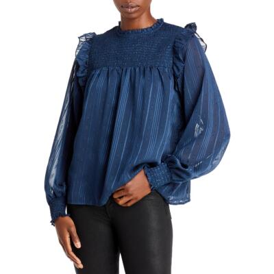 

Женская темно-синяя жаккардовая блузка с длинными рукавами Aqua  BHFO 7916, Navy