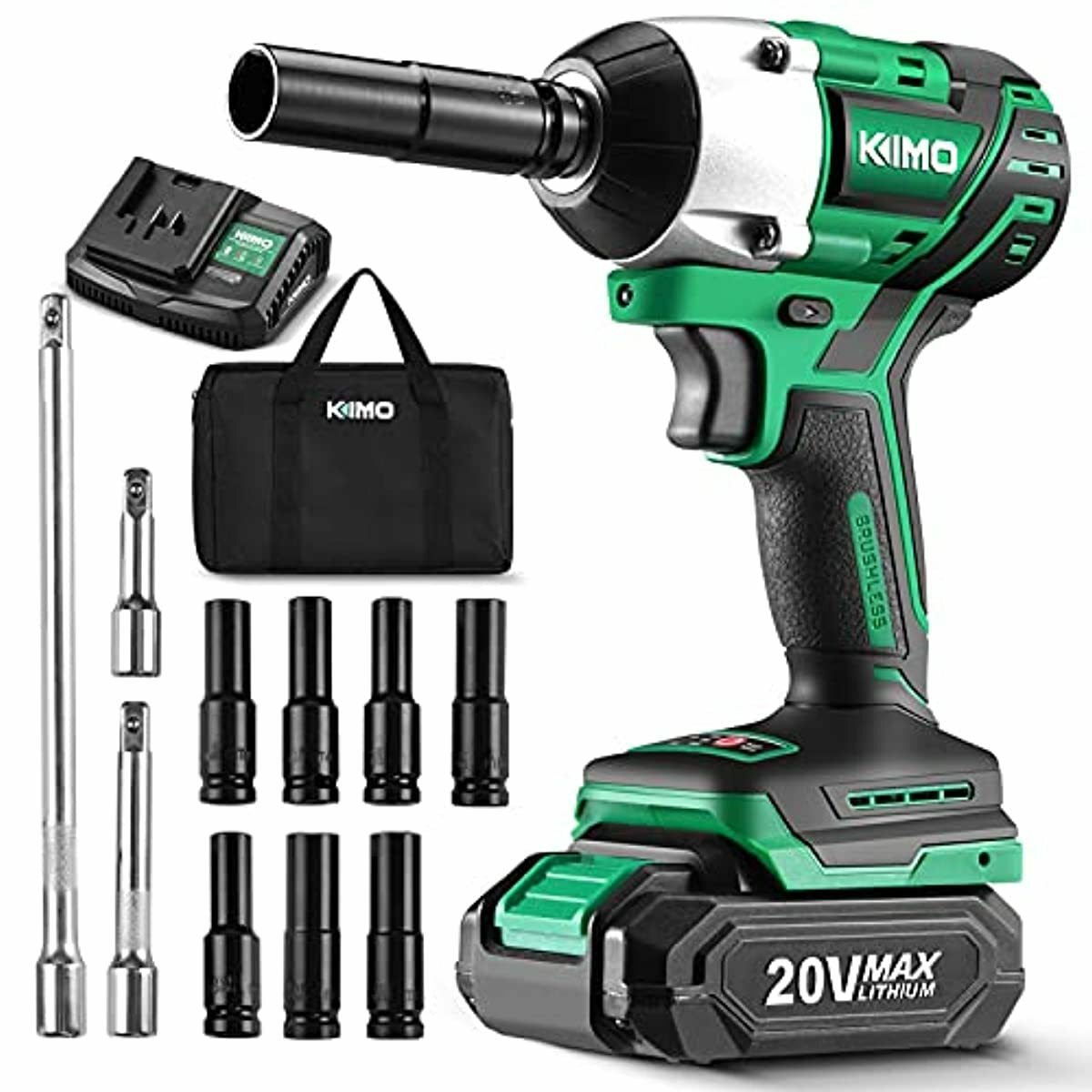 1/2in Impact Wrench Half-Inch Gun Kit Set Cordless Lug Nut Remover Small 1/2 In