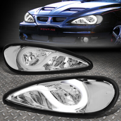 [LED DRL] ДЛЯ PONTIAC GRAND AM 1999-2005 ГОДОВ ВЫПУСКА, ХРОМИРОВАННЫЙ КОРПУС, ПРОЗРАЧНАЯ БОКОВАЯ ФАРА/ФОНАРЬ