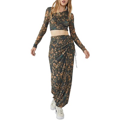 

Женская зеленая укороченная длинная макси-юбка из 2 предметов Free People  BHFO 4914, Dark combo