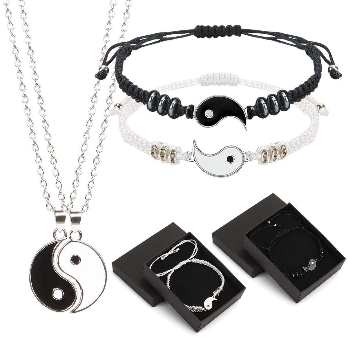 2pcs Yin Yang Best Friends Or Couples Bracelets Gift Long Distance DIY Charm US