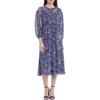 

Maggy London Женское струящееся платье до середины икры с принтом BHFO 5435, Deep navy
