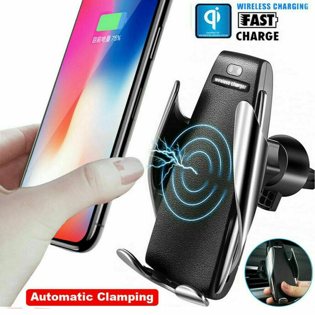 Caricabatteria Auto Wireless Supporto Cellulare Ricarica Veloce Smart Sensor cir