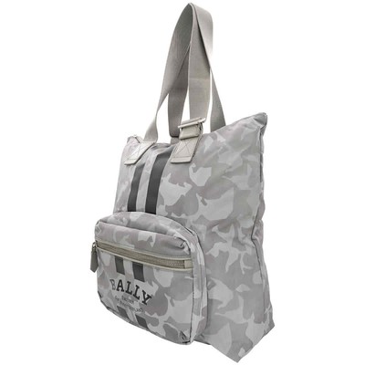 Pre-owned Bally Men's Fallie Nylon Tote In Light Gray Mae00k Ny082 I706p