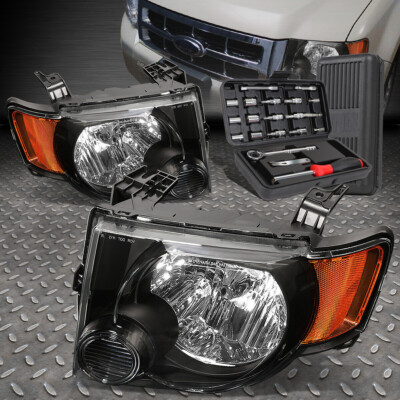 ДЛЯ 08-12 FORD ESCAPE ЧЕРНЫЙ КОРПУС ЯНТАРНЫЕ УГЛОВЫЕ ФАРЫ ГОЛОВНОГО СВЕТА + НАБОР ИНСТРУМЕНТОВ