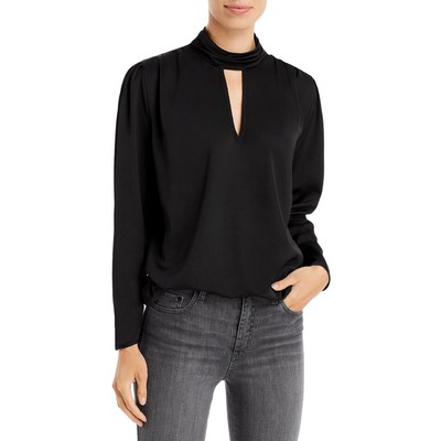 Женская черная блузка с замочной скважиной на пуговицах от Karl Lagerfeld Paris XS BHFO 6961