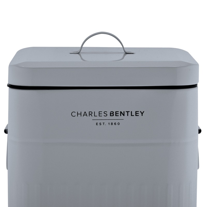 Charles Bentley 30l Steel Square Retro Kitchen Pedal Waste