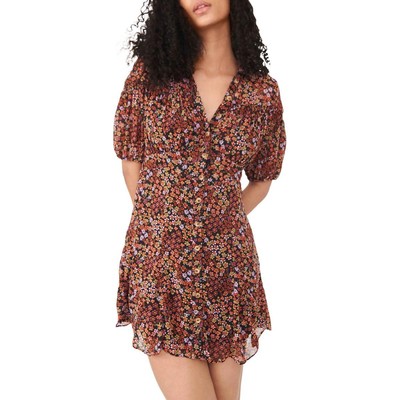 

Женское шифоновое мини-платье Free People Bonnie черного цвета с цветочным принтом  BHFO 1246, Dusk combo