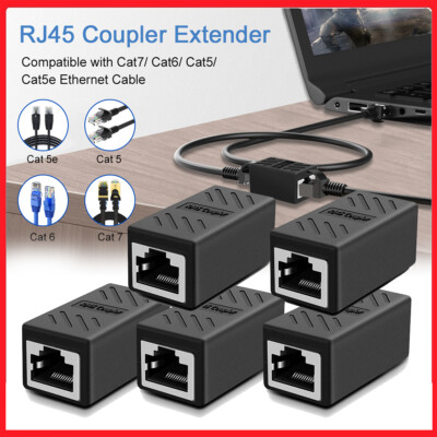 5X RJ45 Inline Coupler Cat7/Cat6/Cat5e Ethernet Network Cable Extender Connector