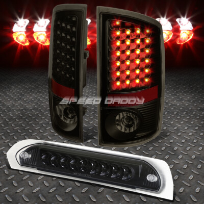 ЧЕРНЫЙ КОРПУС ДЫМЧЕННЫЙ СВЕТОДИОДНЫЙ ЗАДНИЙ ТОРМОЗНОЙ ФОНАР + 3-Я ГРУЗОВАЯ ЛАМПА ДЛЯ DODGE RAM 07-09