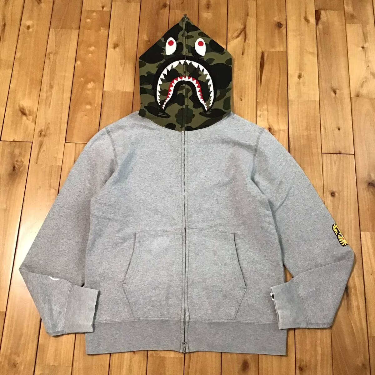 BAPE camo Shark full zip hoodie a bathing ape PONR Gray Size