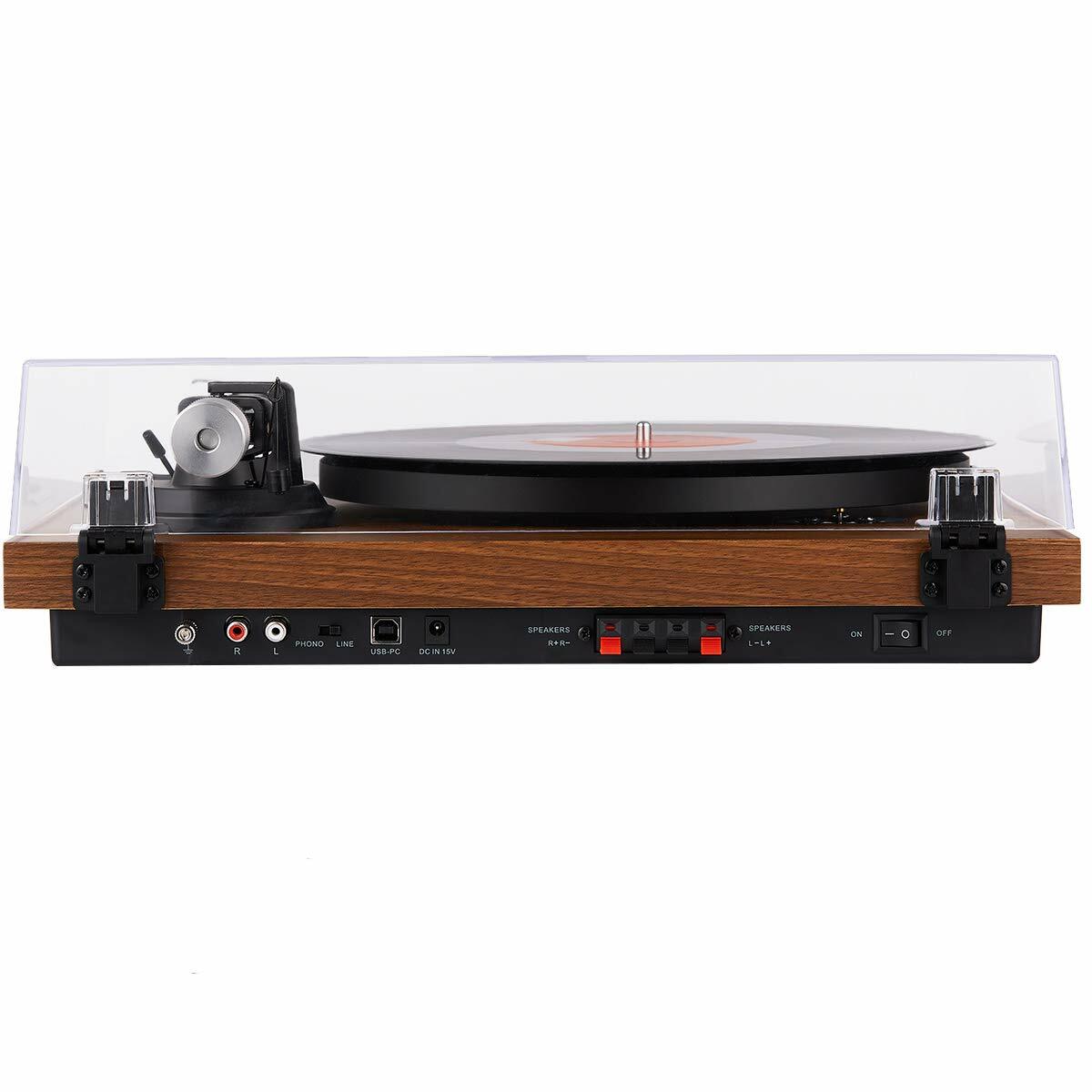 1byone Bluetooth Turntable Hi-Fi System with 36 Watt Bookshelf Speakers, Vinyl