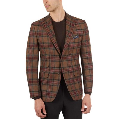 

Мужской коричневый костюм Tallia с блейзером в клетку тартан и двумя пуговицами  BHFO 4055, Camel