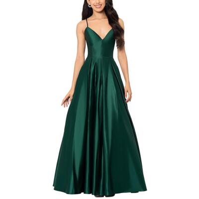 Женское зеленое атласное вечернее платье Blondie Nites на шнуровке Juniors 1 BHFO 3369