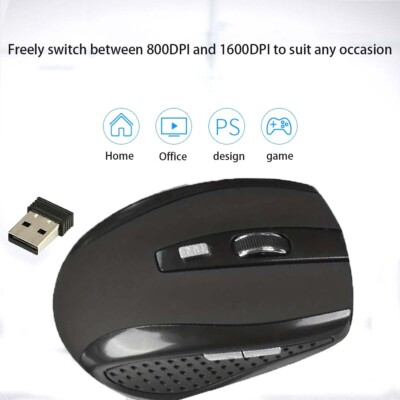 1 pcs 2.4GHz 6-key ergonomic usb wireless optical mouse for home business office