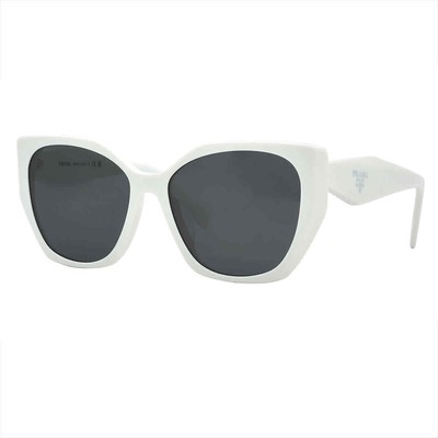 Pre-owned Prada Dark Grey Cat Eye Ladies Sunglasses Pr 19zsf 1425s0 56 Pr 19zsf 1425s0 56 In Gray