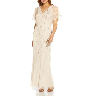 

Adrianna Papell Женское вечернее платье цвета слоновой кости с украшением Petites  BHFO 9548, Soft silk