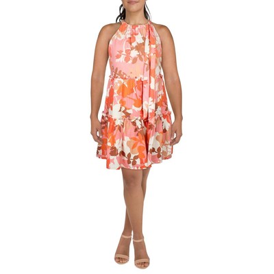 Женское оранжевое мини-платье Vince Camuto с цветочным принтом и расклешенной юбкой 16 BHFO 2645