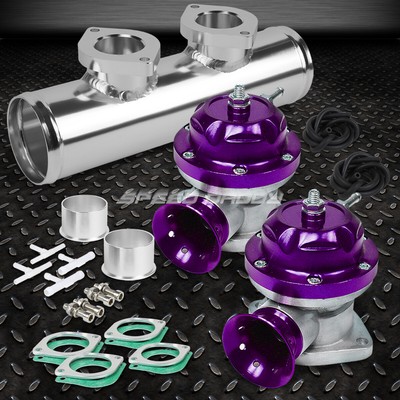 РЕГУЛИРУЕМЫЙ ТУРБО-ПРОДУВОЧНЫЙ КЛАПАН + ДВОЙНОЙ ПЕРЕХОДНИК ДЛЯ ФЛАНЦЕВЫХ ТРУБ RS 2.5 PSI ФИОЛЕТОВОГО ЦВЕТА
