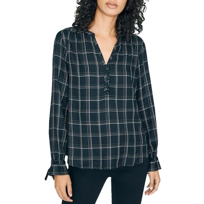 

Sanctuary Womens Sun Up To Sun Down Черная клетчатая блузка с топом  BHFO 4124, Черный