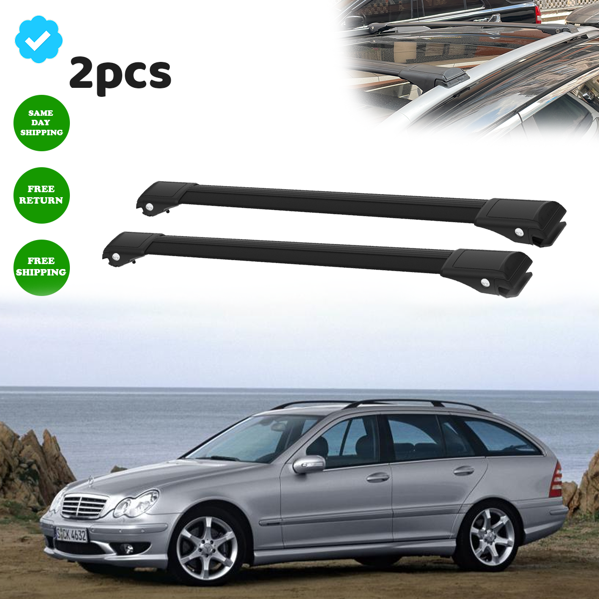 For Mercedes C Class W203 Wagon 2001 2006 Roof Rack Cross Bars Raised Roof eBay