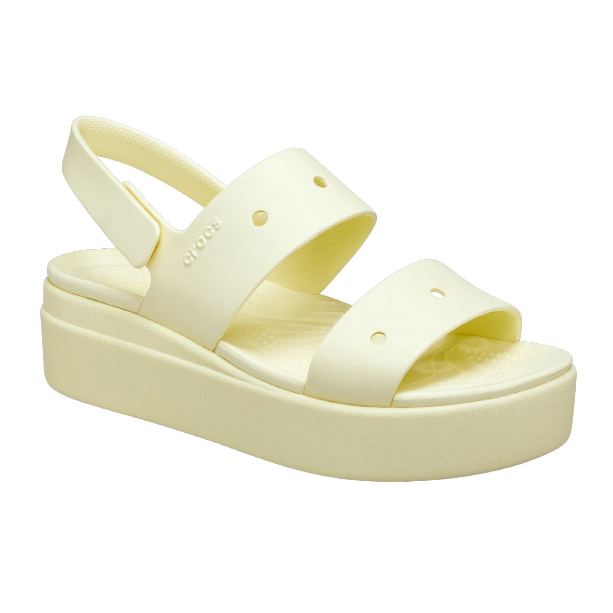 New Womens CROCS BROOKLYN 4U WEDGE SANDAL BUTTER CREAM