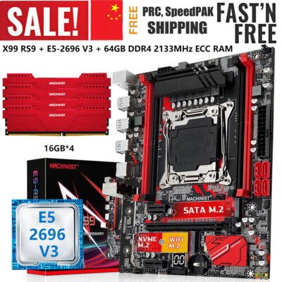 X99 RS9 LGA 2011-3 Motherboard w/ Xeon E5 2696 V3 CPU 64GB DDR4 2133MHz RAM Kit