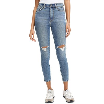 

7 For All Mankind Женские рваные джинсы до щиколотки с высокой талией и высокой талией BHFO 7297, Navy, 7U000120