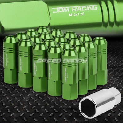 НАБОР ГАЕК JDM С ОТКРЫТЫМ КОНЦОМ ИЗ АЛЮМИНИЯ ЗЕЛЕНОГО ЦВЕТА С 20 НАКОНЕЧНИКАМИ + АДАПТЕР M12X1.25 ДИАМЕТРОМ 20 ММ / ВЫСОТОЙ 60 ММ