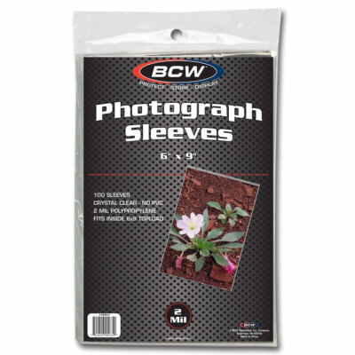 100 BCW 6x9 Photo Sleeves / Photograph Protection Clear Acid Free Bags 6 x 9 in