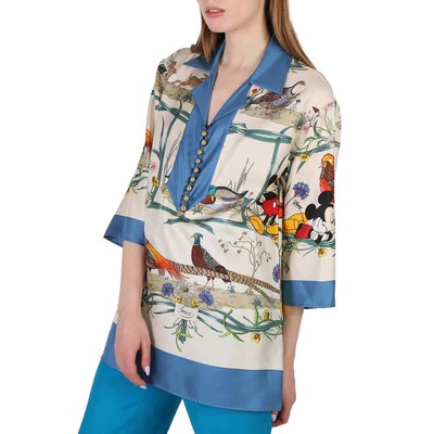 Pre-owned Gucci X Disney Silk Shirt, Brand Size 38 (us Size 4) (us Size 4) In Multicolor