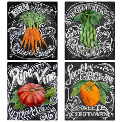 Vegetables Farm Chalkboard Style Wall Decal Set Vintage Style Home Decor Bundle