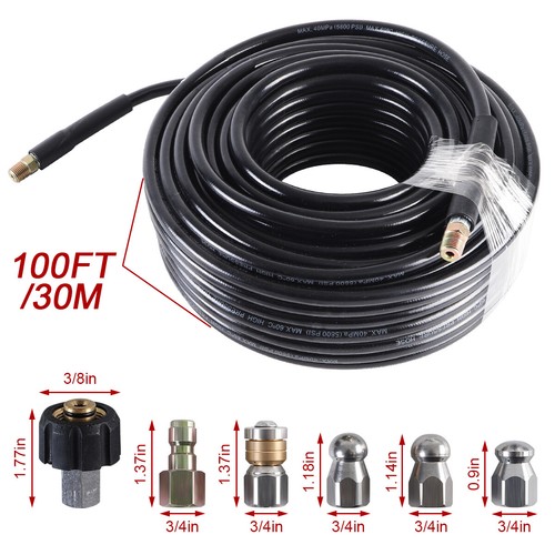 100ft Drain Cleaning Hose For Pressure Washer 5800psi