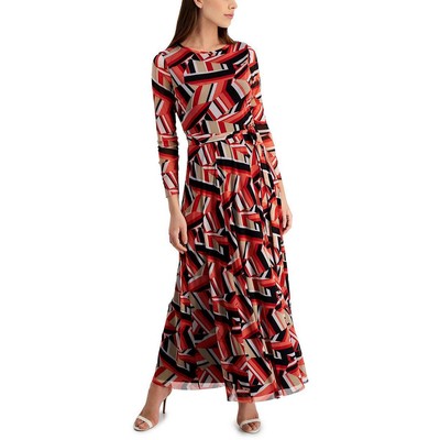 

Женское длинное свадебное платье макси с принтом Anne Klein BHFO 9950, Red pear/poppy combo