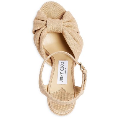 Pre-owned Jimmy Choo Womens Heloise Buckle Bow Platform Sandals Shoes Bhfo 9323 In Ballet Pink