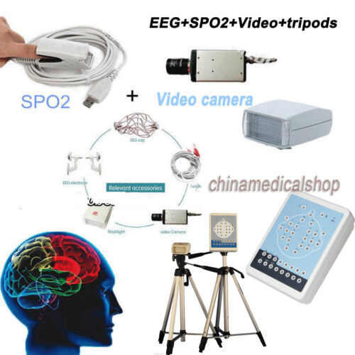 EEG Holter +SPO2+Video camera+2 tripods Mapping system 16 Channels free Software