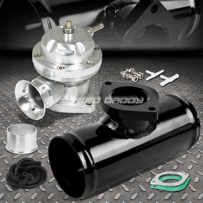 РЕГУЛИРУЕМЫЙ ТУРБО-ПРОДУВОЧНЫЙ КЛАПАН НА 30 ФУНТОВ НА КВАДРАТНЫЙ ДЮЙМ + ПЕРЕХОДНИК ДЛЯ ФЛАНЦЕВЫХ ТРУБ ТИПА RS 2.5 СЕРЕБРИСТОГО ЦВЕТА