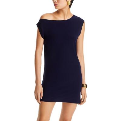 Norma Kamali Womens Navy Off-The-Shoulder Asymmetric Mini Dress 38 BHFO 2884